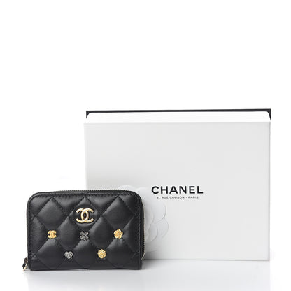 Chanel Lambskin Lucky Charms Zip Coin Purse Black 8 of 8