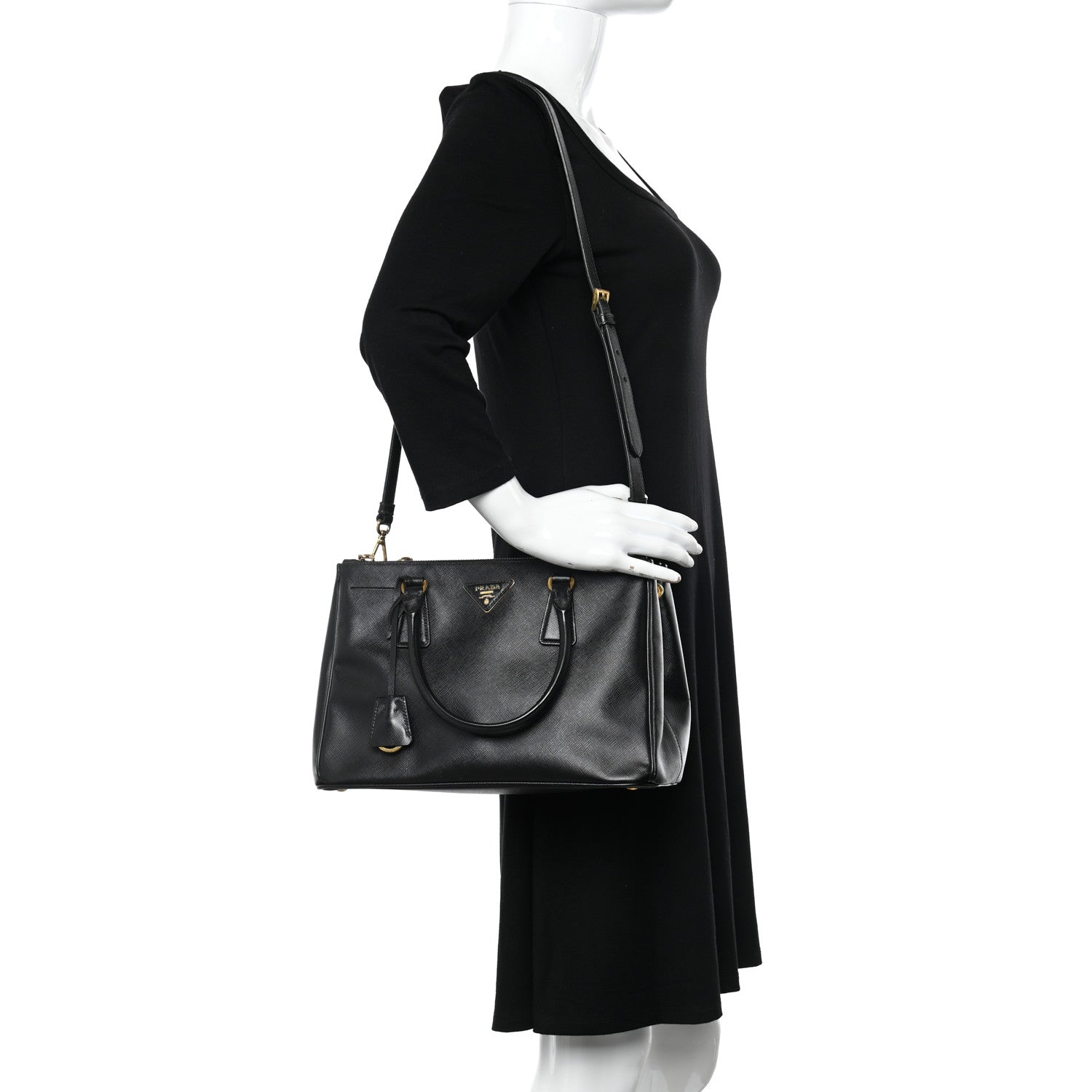 Prada Saffiano Medium Galleria Double Zip Tote Black 2 of 9