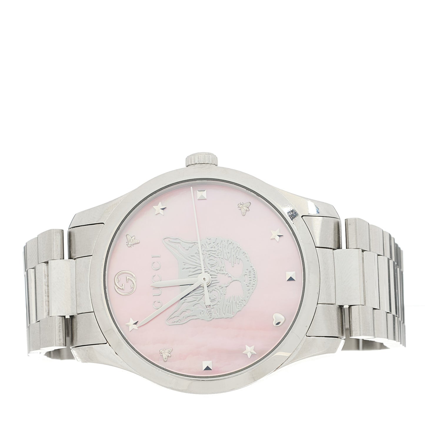 Stainless Steel Pink Mother of Pearl 38mm G-Timeless Cat Quartz Watch