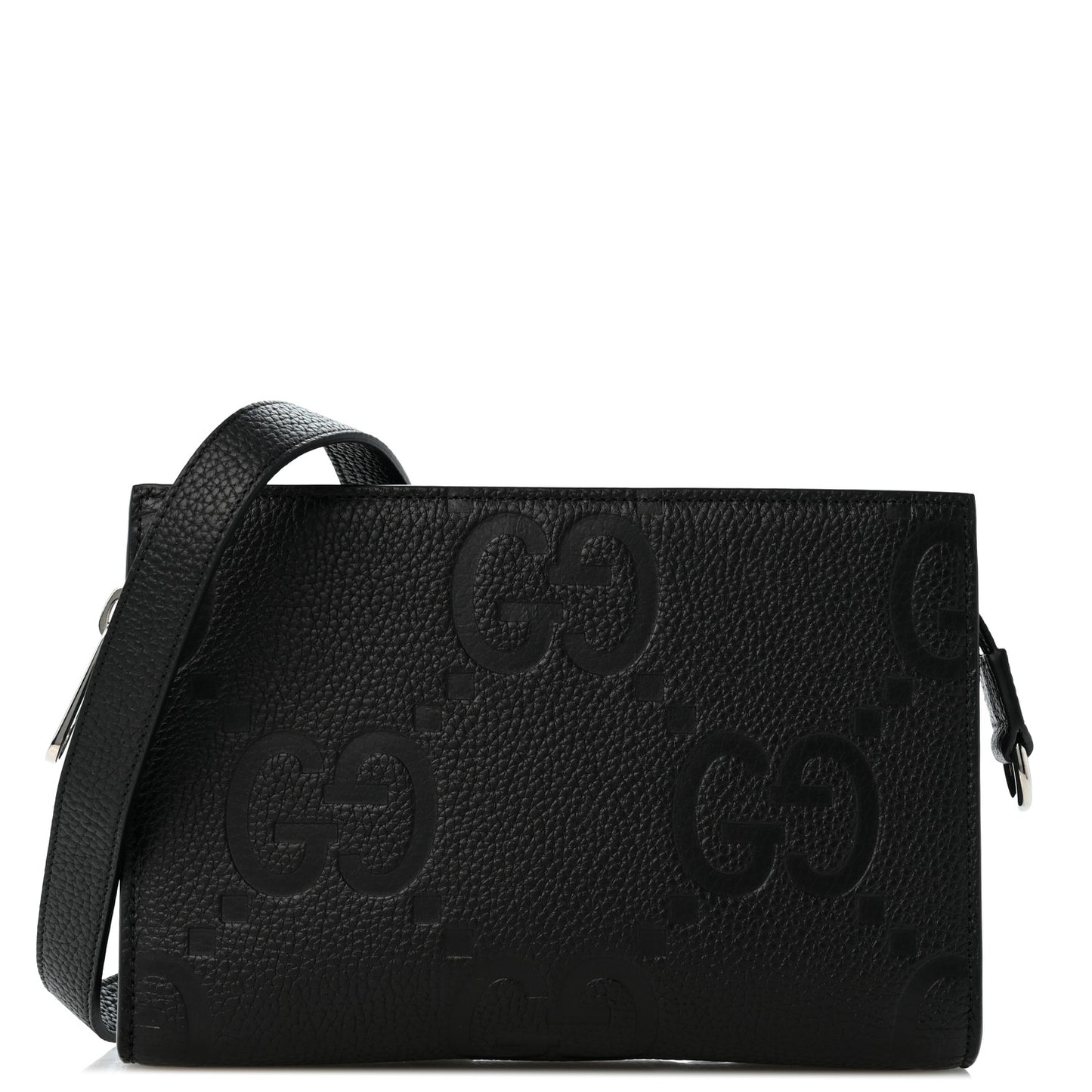 Monogram Jumbo GG Textured Dollar Calfskin Crossbody Bag Black