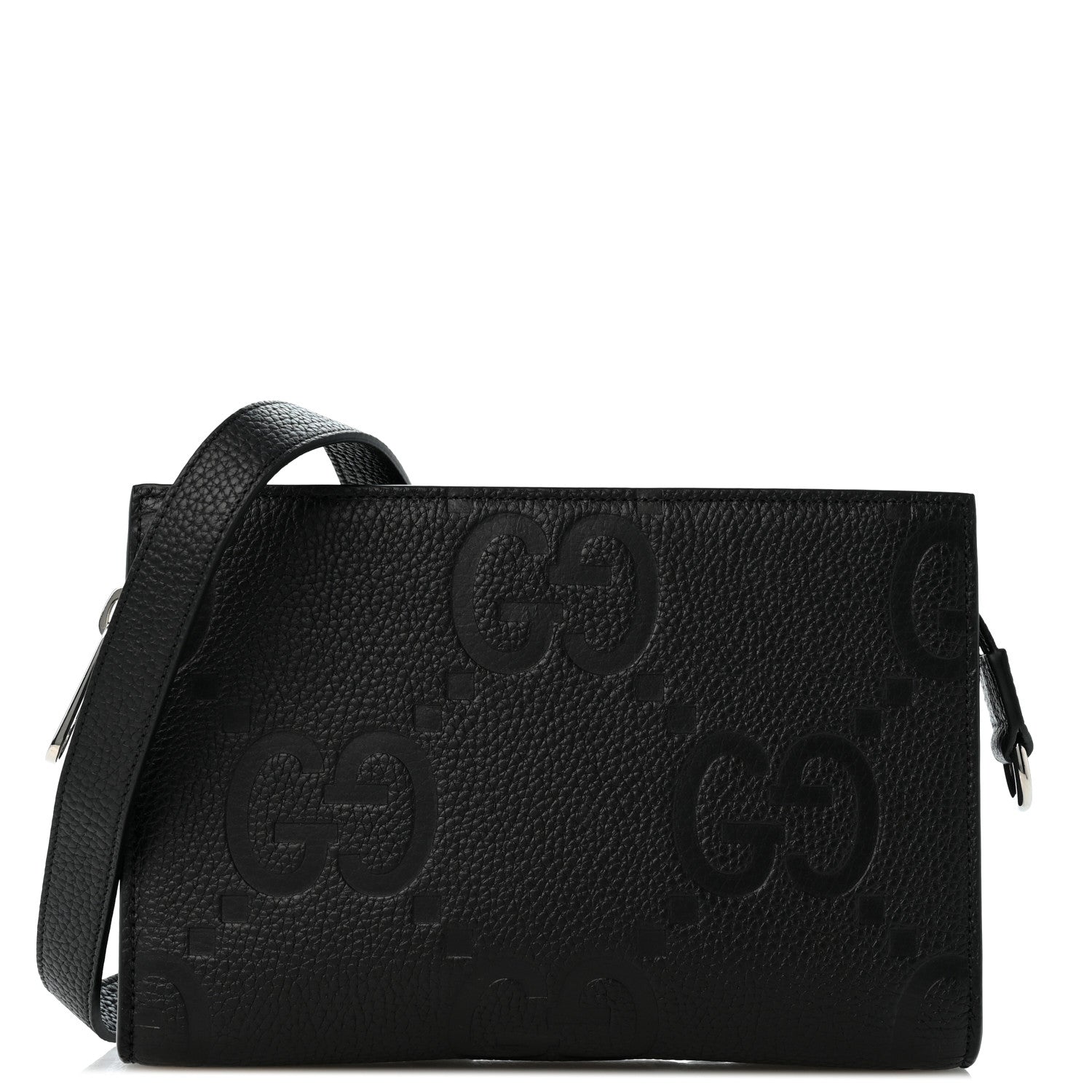 Gucci Monogram Jumbo GG Textured Dollar Calfskin Crossbody Bag Black 1 of 9