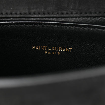 Saint Laurent Nubuk Crocodile Embossed Mini Classic Monogram Cassandra Top Handle Black 6 of 13