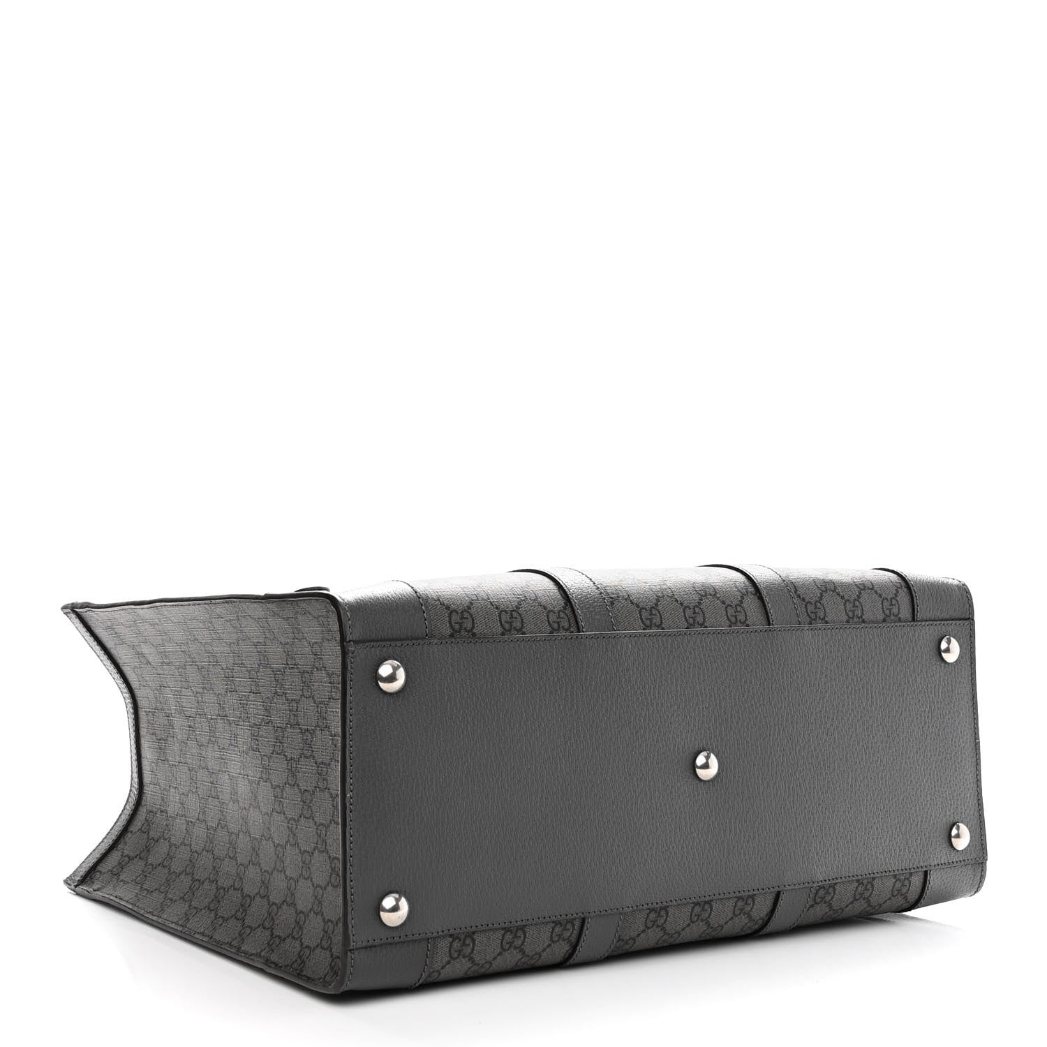 Gucci GG Supreme Monogram Textured Dollar Calfskin Large Ophidia Tote Bag Grey Black Graphite Grey 4 of 9