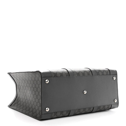 Gucci GG Supreme Monogram Textured Dollar Calfskin Large Ophidia Tote Bag Grey Black Graphite Grey 4 of 9