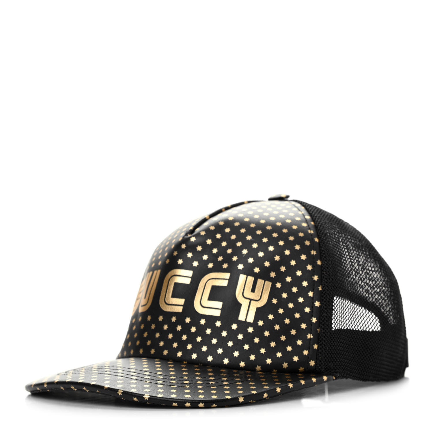 Gucci X SEGA Calfskin GUCCY Stars Baseball Hat M Black Gold 1 of 4