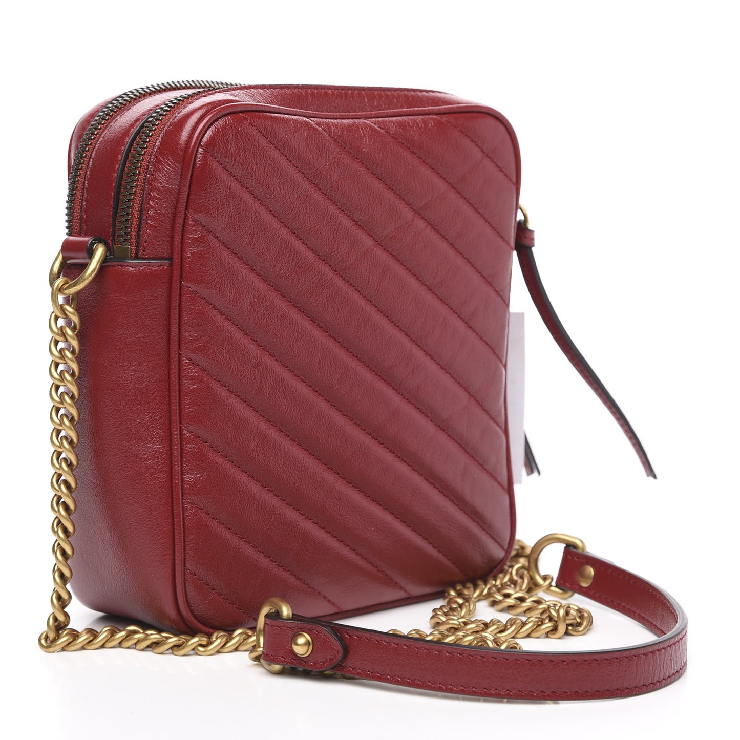 Azalea Calfskin Matelasse Diagonal Tall GG Marmont Crossbody Bag Romantic Cerise