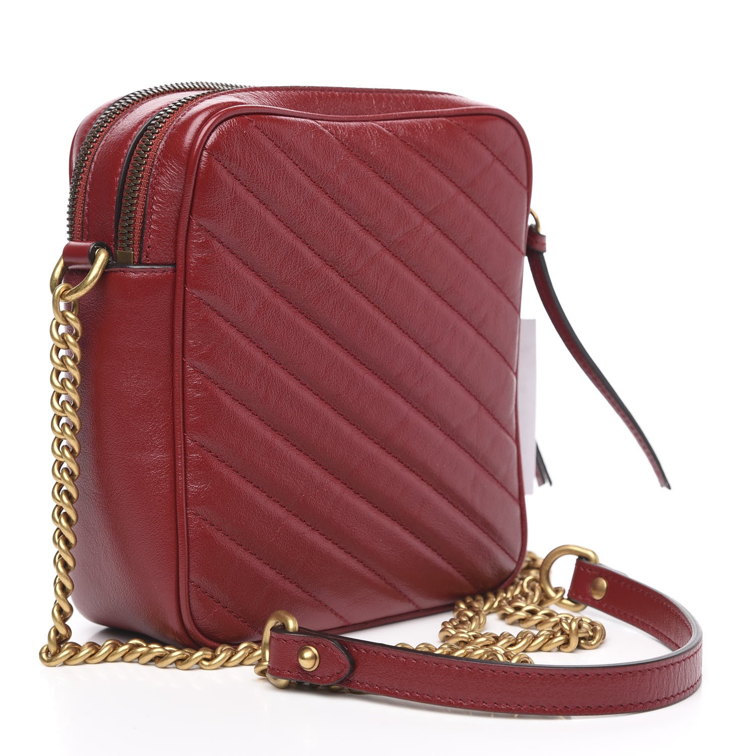 Gucci Azalea Calfskin Matelasse Diagonal Tall GG Marmont Crossbody Bag Romantic Cerise 3 of 11