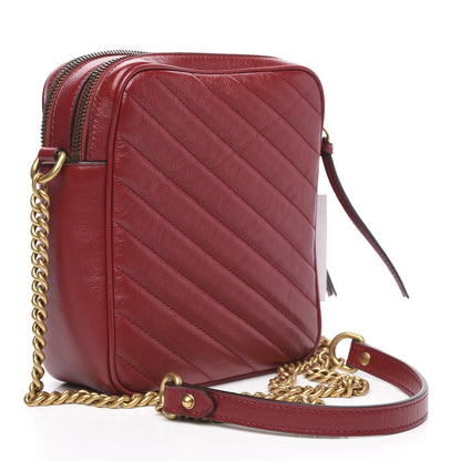 Gucci Azalea Calfskin Matelasse Diagonal Tall GG Marmont Crossbody Bag Romantic Cerise 3 of 11