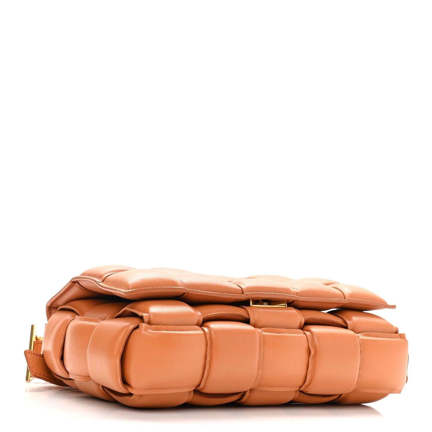 Nappa Maxi Intreccio Padded Cassette Crossbody Bag Caramel