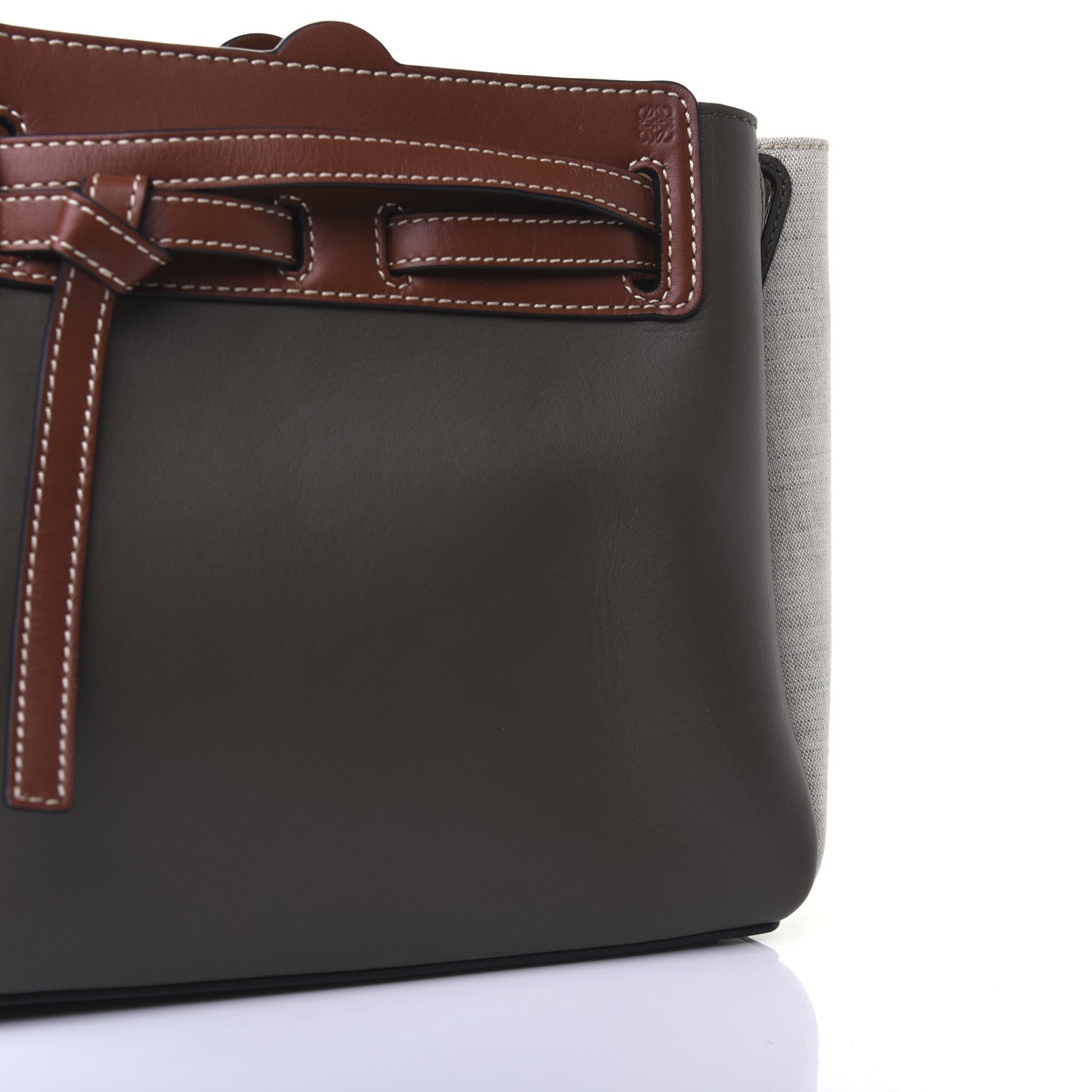 Loewe Calfskin Linen Mini Lazo Tote Khaki Green 12 of 14