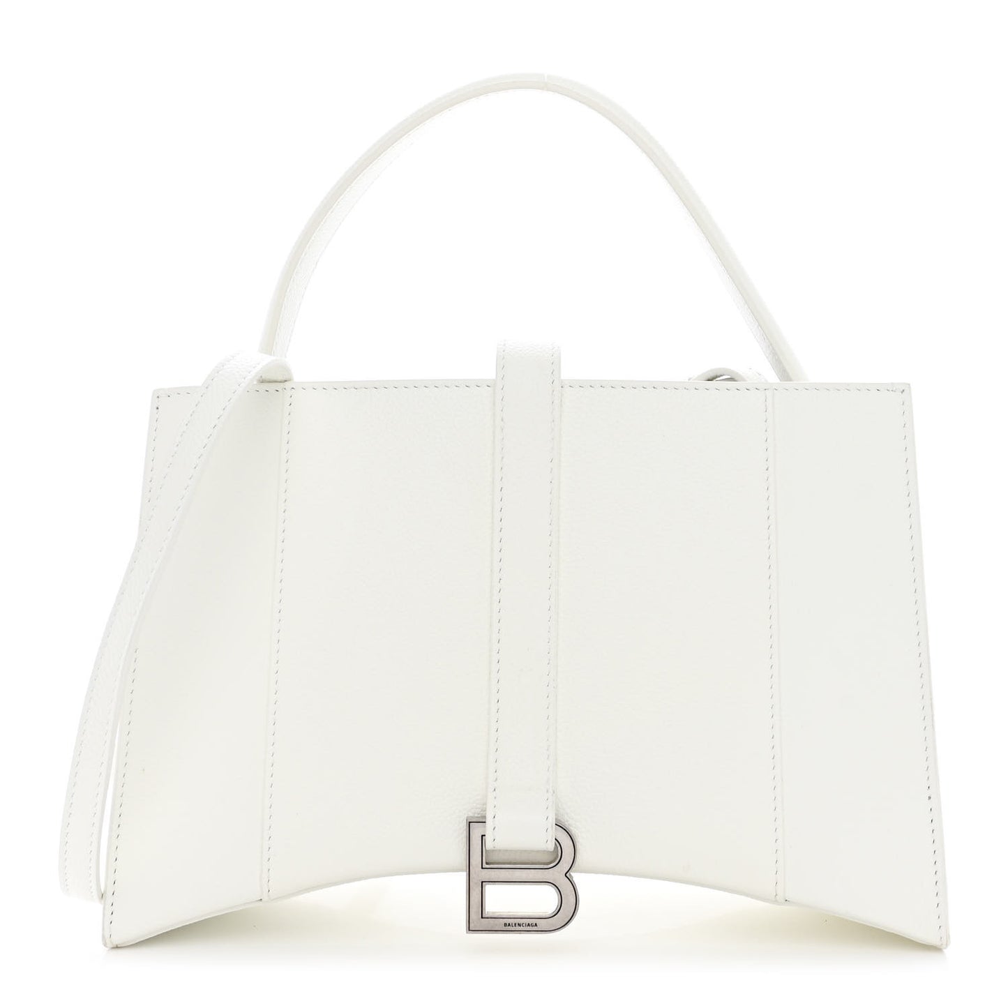 Grained Calfskin XS Hourglass East West Tote White