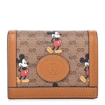 Gucci X DISNEY Mini Vintage GG Supreme Monogram Mickey Mouse Card Holder Wallet Beige Vintage Sun Oil 1 of 9