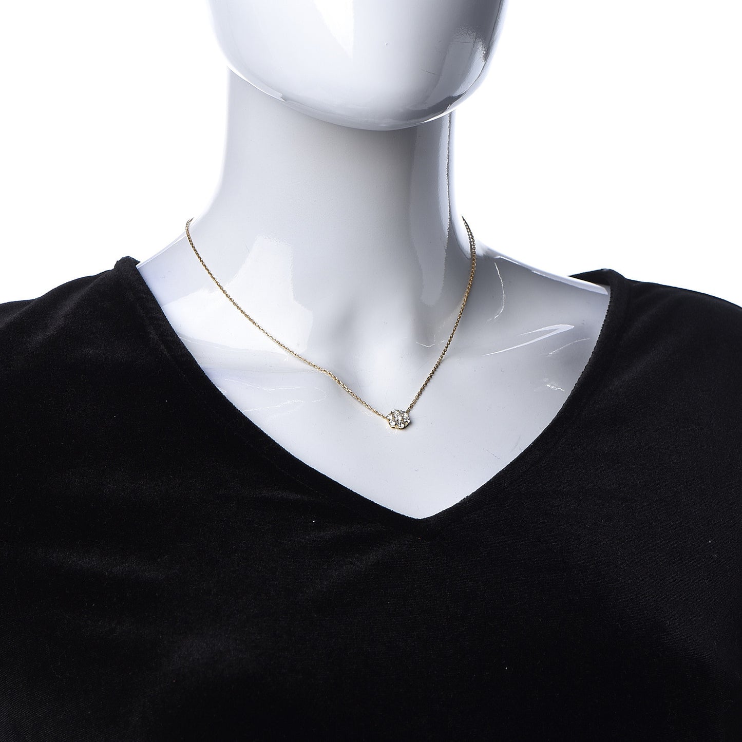 18K Yellow Gold Diamond Large Fleurette Pendant Necklace