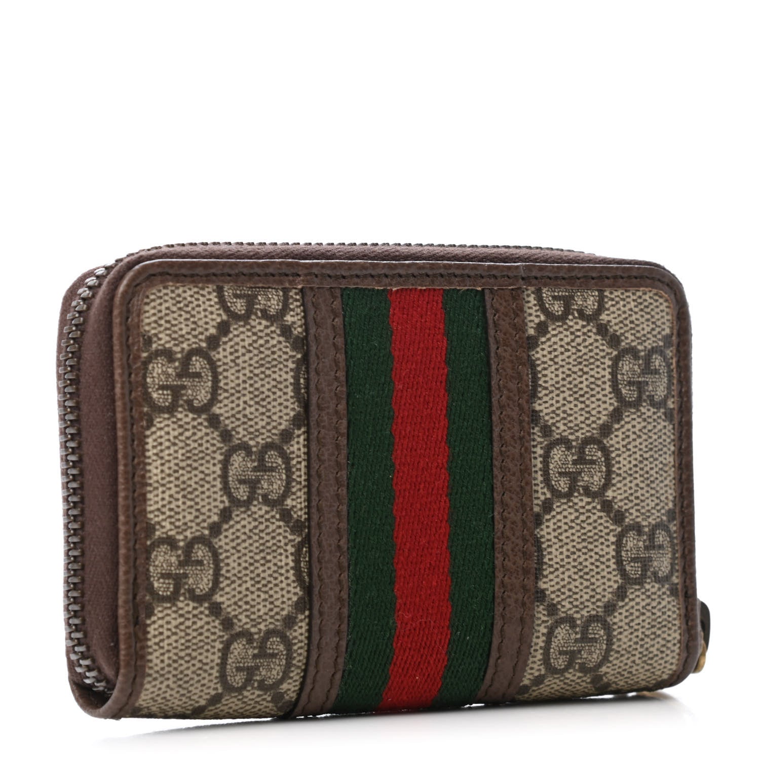 Gucci GG Supreme Web Ophidia Zip Around Card Case Brown 2 of 4