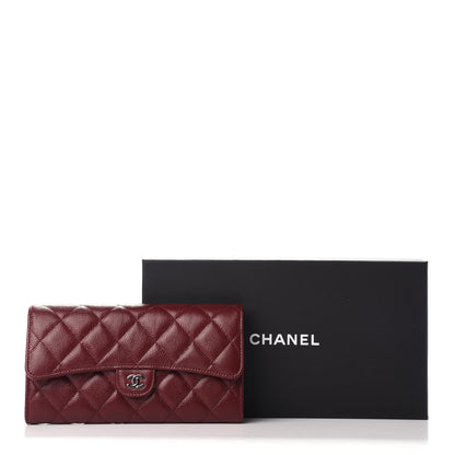 Chanel Caviar Quilted Large Gusset Flap Wallet Burgundy 9 of 9