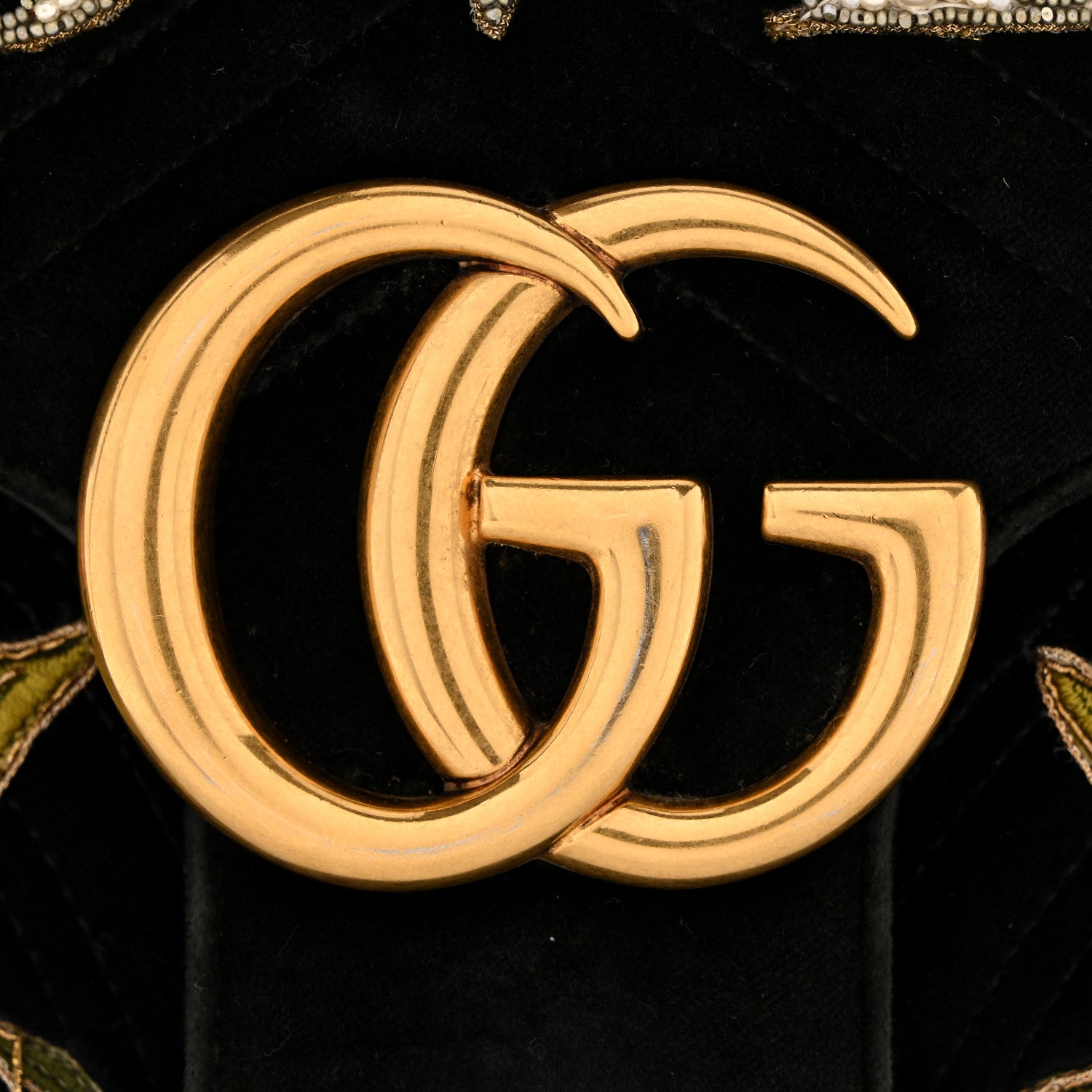 Gucci Velvet Matelasse Loved Embroidered Medium GG Marmont Shoulder Bag Black 13 of 15