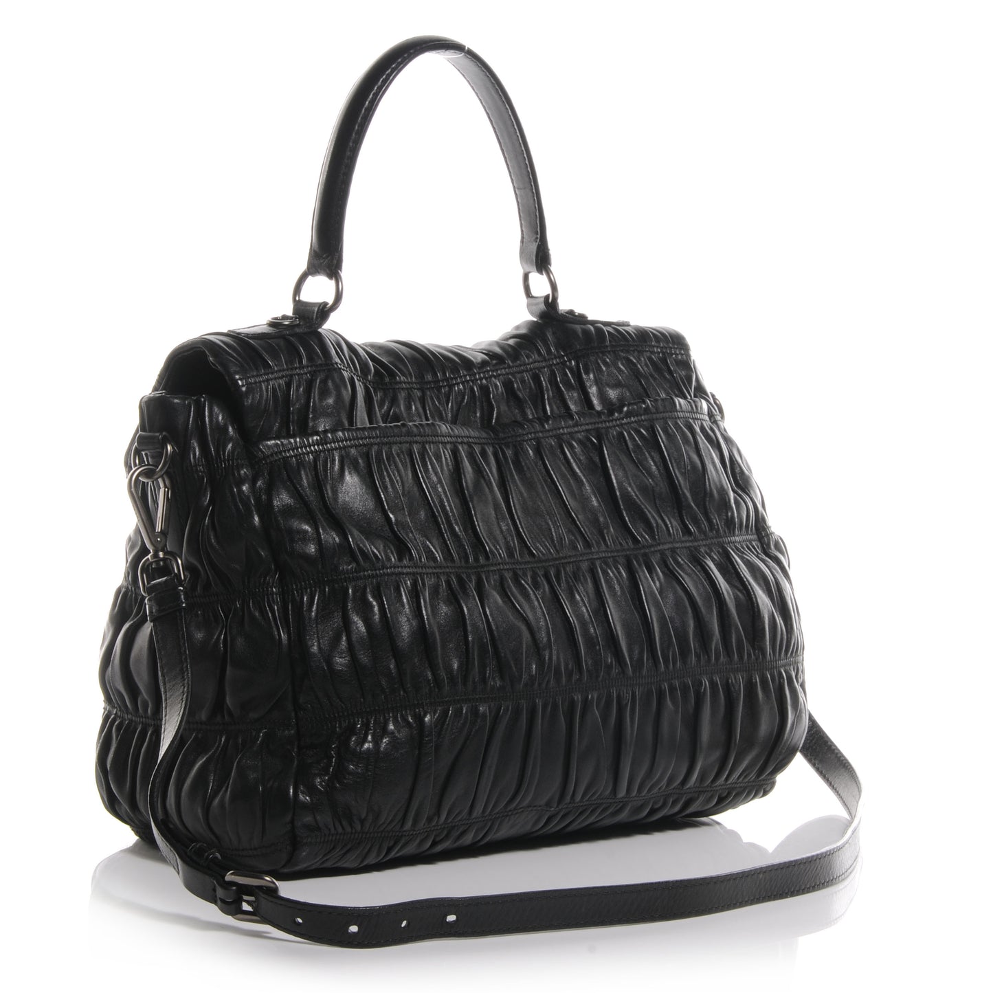 Nappa Gaufre Flap Bag Black