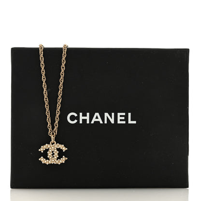 Chanel Crystal Pearl CC Pendant Necklace Gold 5 of 5