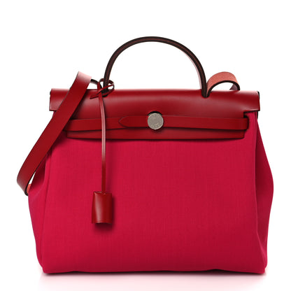 Hermes Military Toile Vache Hunter Herbag Zip PM 31 Rose Mexico Rouge Piment 3 of 12
