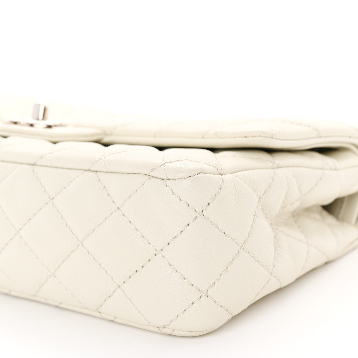 Chanel Washed Caviar Quilted Medium Double Flap White 11 of 12