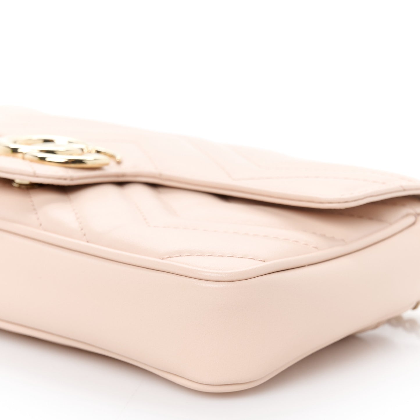 Calfskin Matelasse Mini GG Marmont Shoulder Bag With Card Holder Pink Beige Taupe