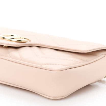 Gucci Calfskin Matelasse Mini GG Marmont Shoulder Bag With Card Holder Pink Beige Taupe 11 of 12