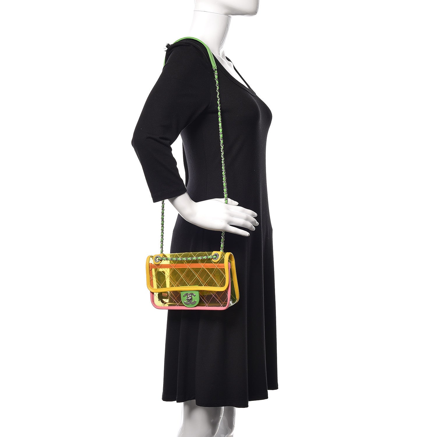 Chanel Lambskin PVC Quilted Mini Coco Splash Flap Yellow Green Pink 2 of 10
