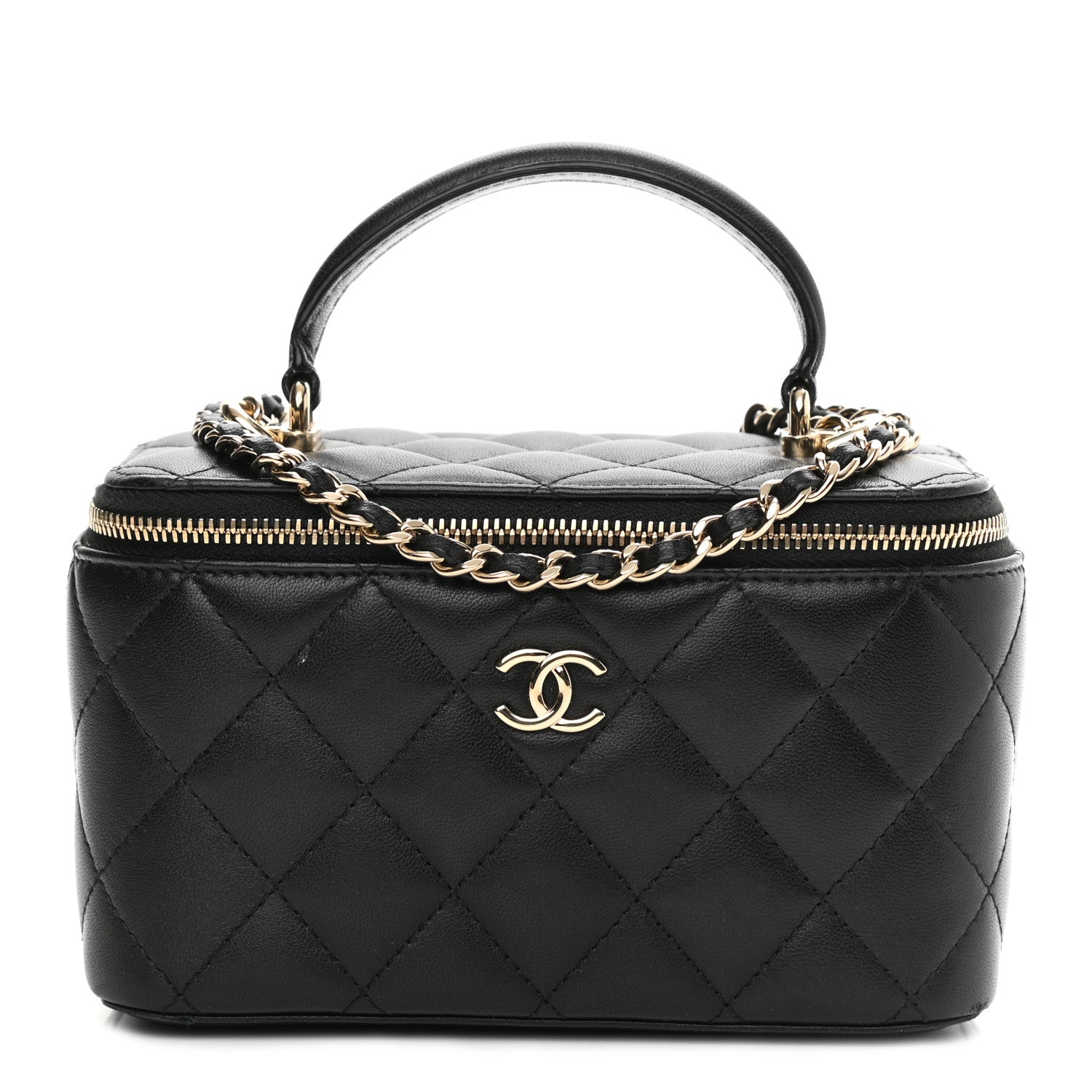 Chanel Lambskin Quilted Small Top Handle Vanity Case With Chain Black 1 of 12