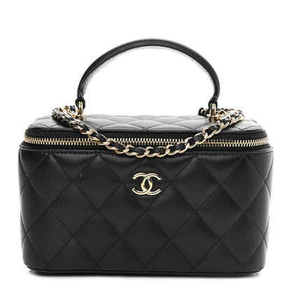 Chanel Lambskin Quilted Small Top Handle Vanity Case With Chain Black 1 of 12