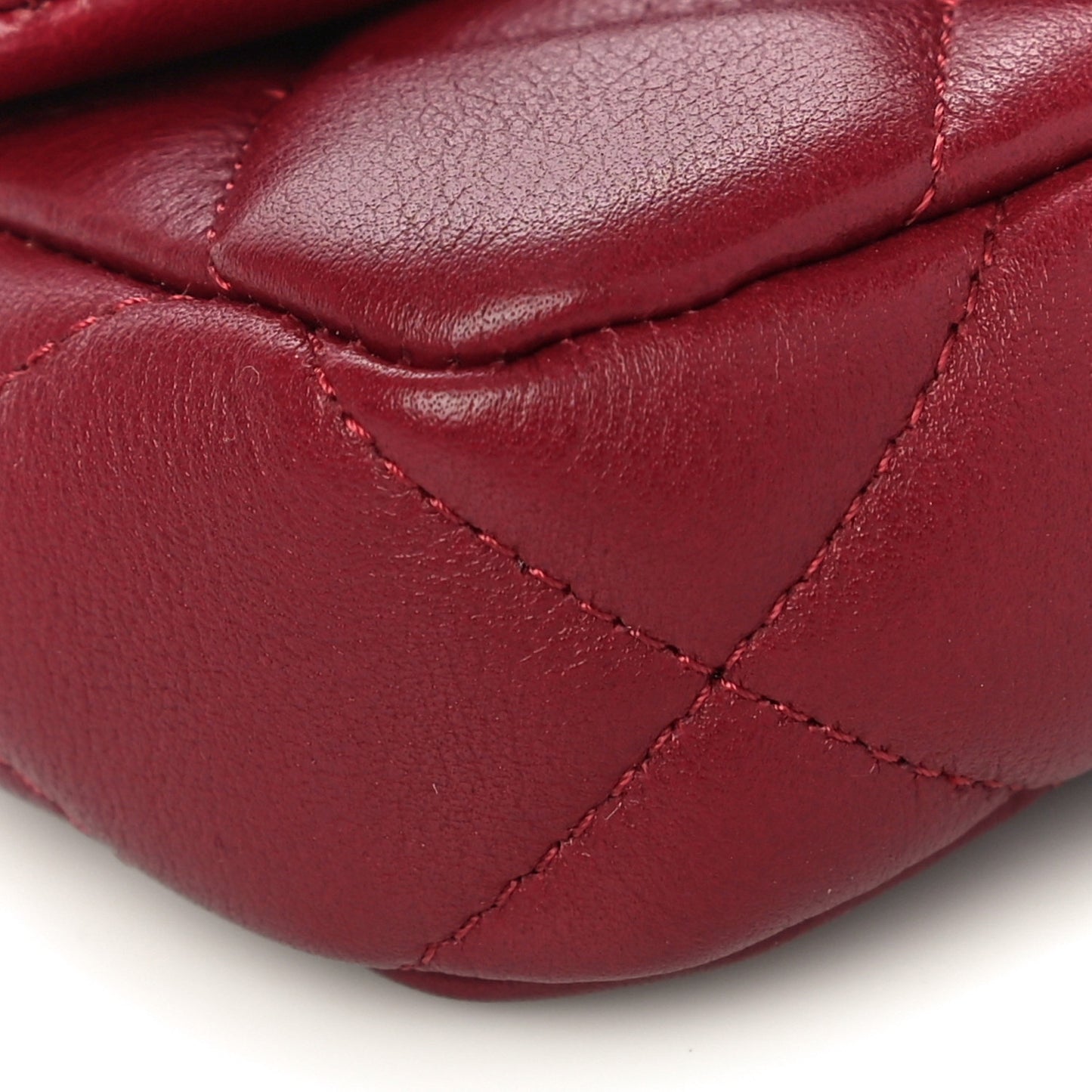 Calfskin Quilted Lady Handle Flap Card Holder With Chain Dark Pink
