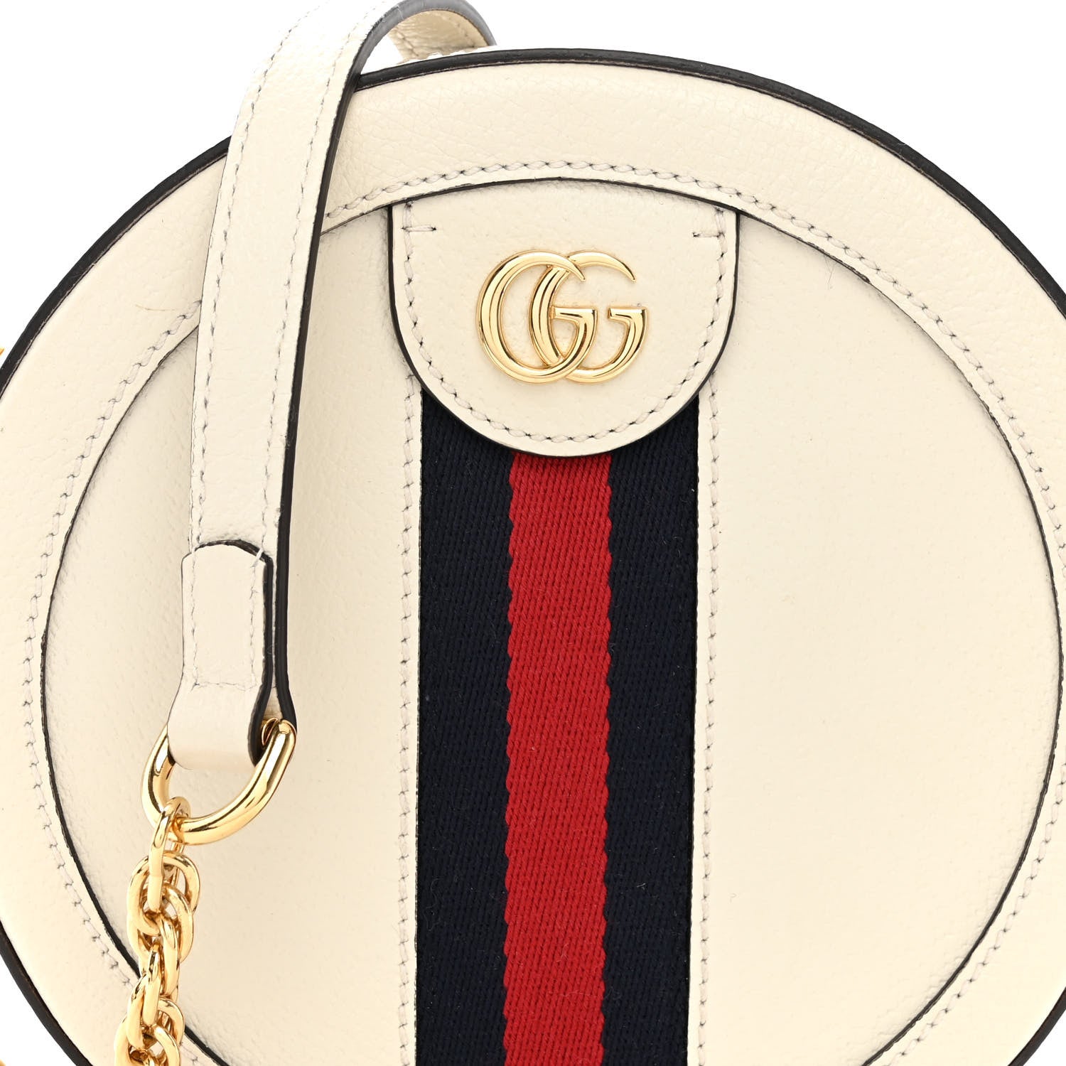 Gucci Textured Calfskin Web Mini Ophidia Round Shoulder Bag Mystic White 8 of 13