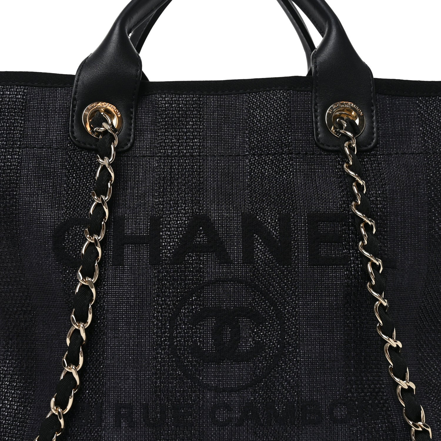 Chanel Mixed Fibers Calfskin Striped Medium Deauville Tote Black 8 of 11