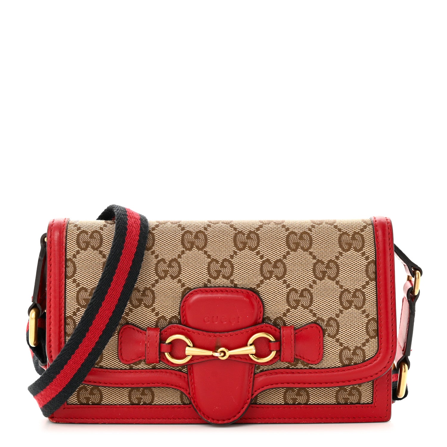 Gucci Monogram Lady Web Convertible Wallet Beige Hibiscus Red 1 of 16