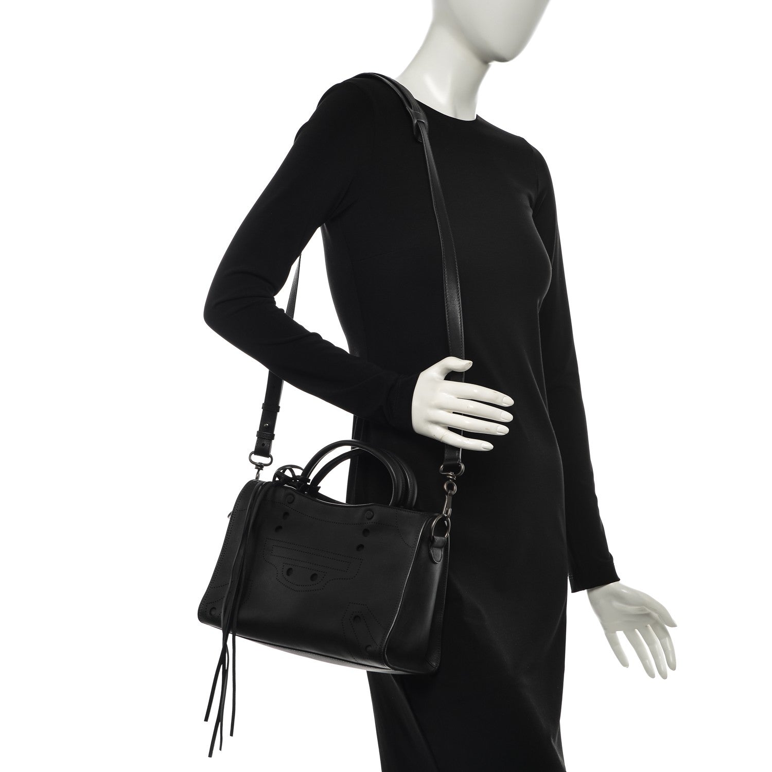 Balenciaga Veau Soyeux Perforated Blackout Hardware S City Black 2 of 7