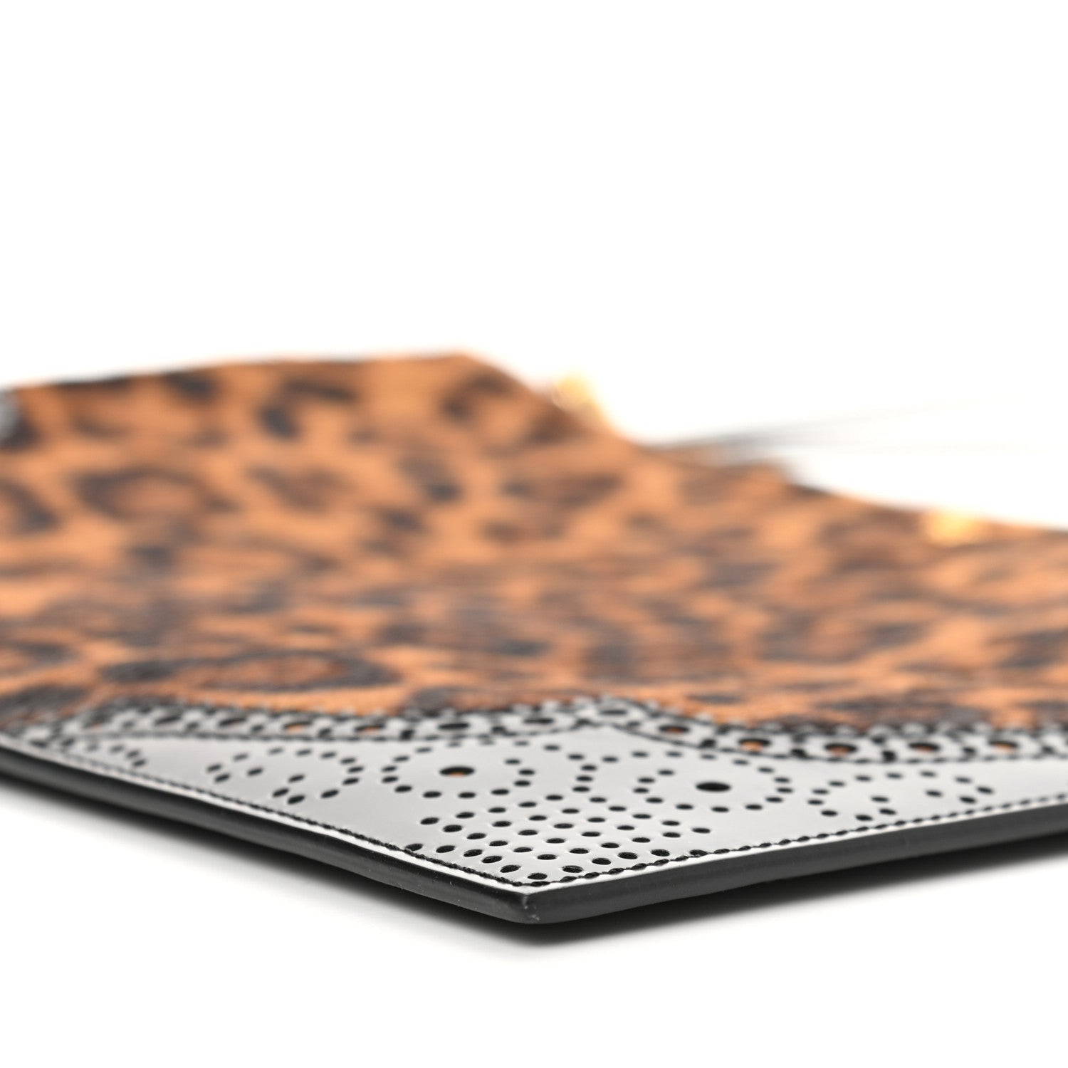 Versace Faux Fur Leopard Print Portfolio Case Black 8 of 8