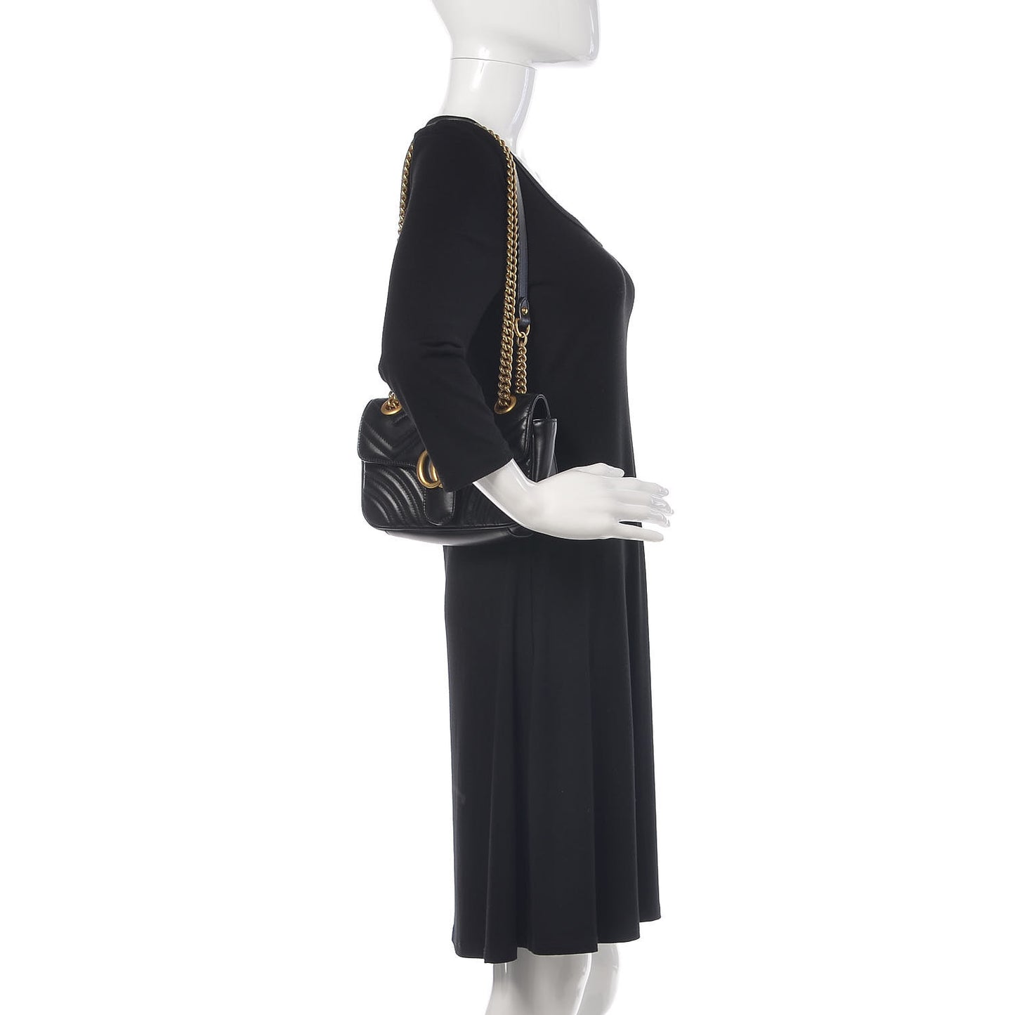 Calfskin Matelasse Mini GG Marmont Shoulder Bag Black