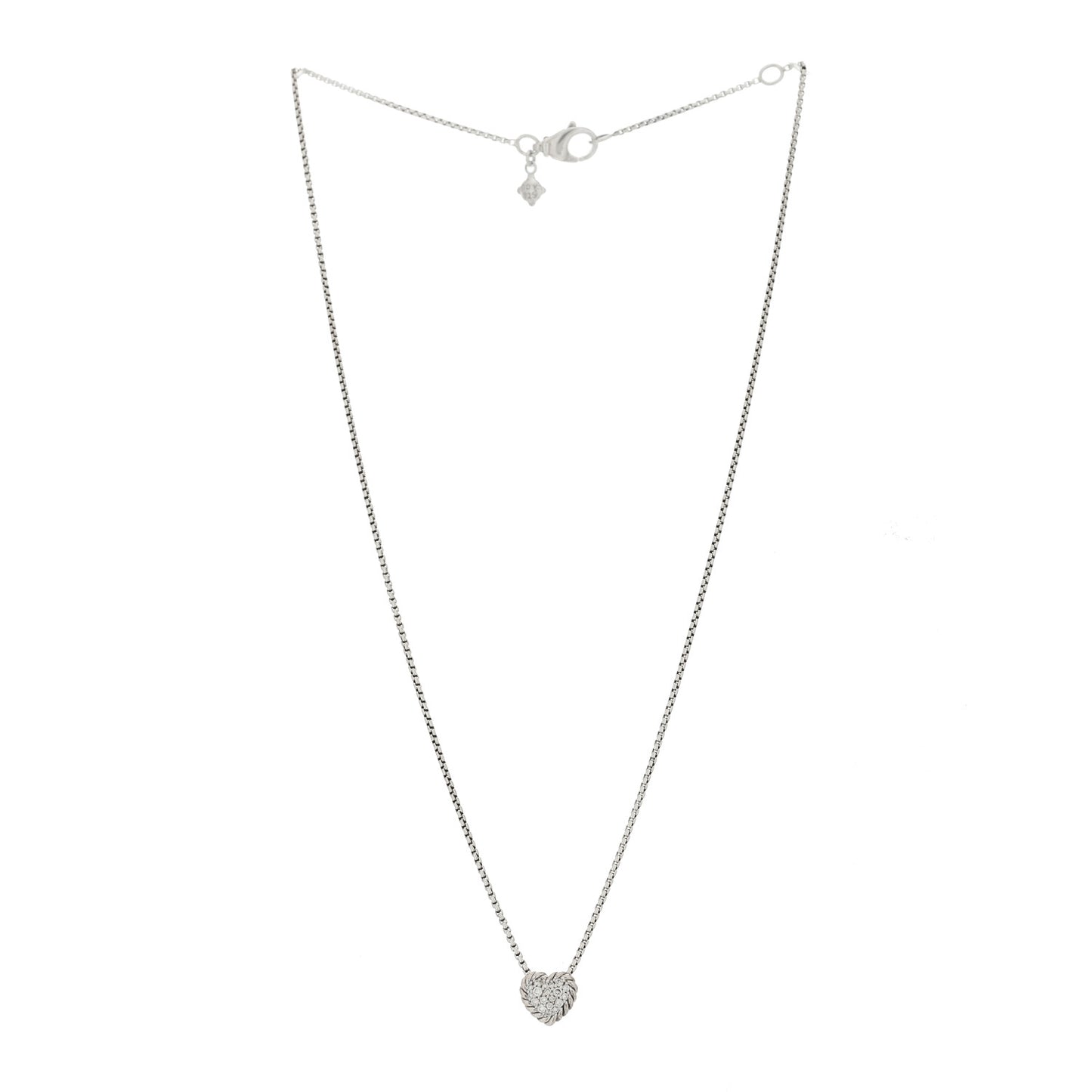 Sterling Silver Diamond Petite Pave Heart Necklace