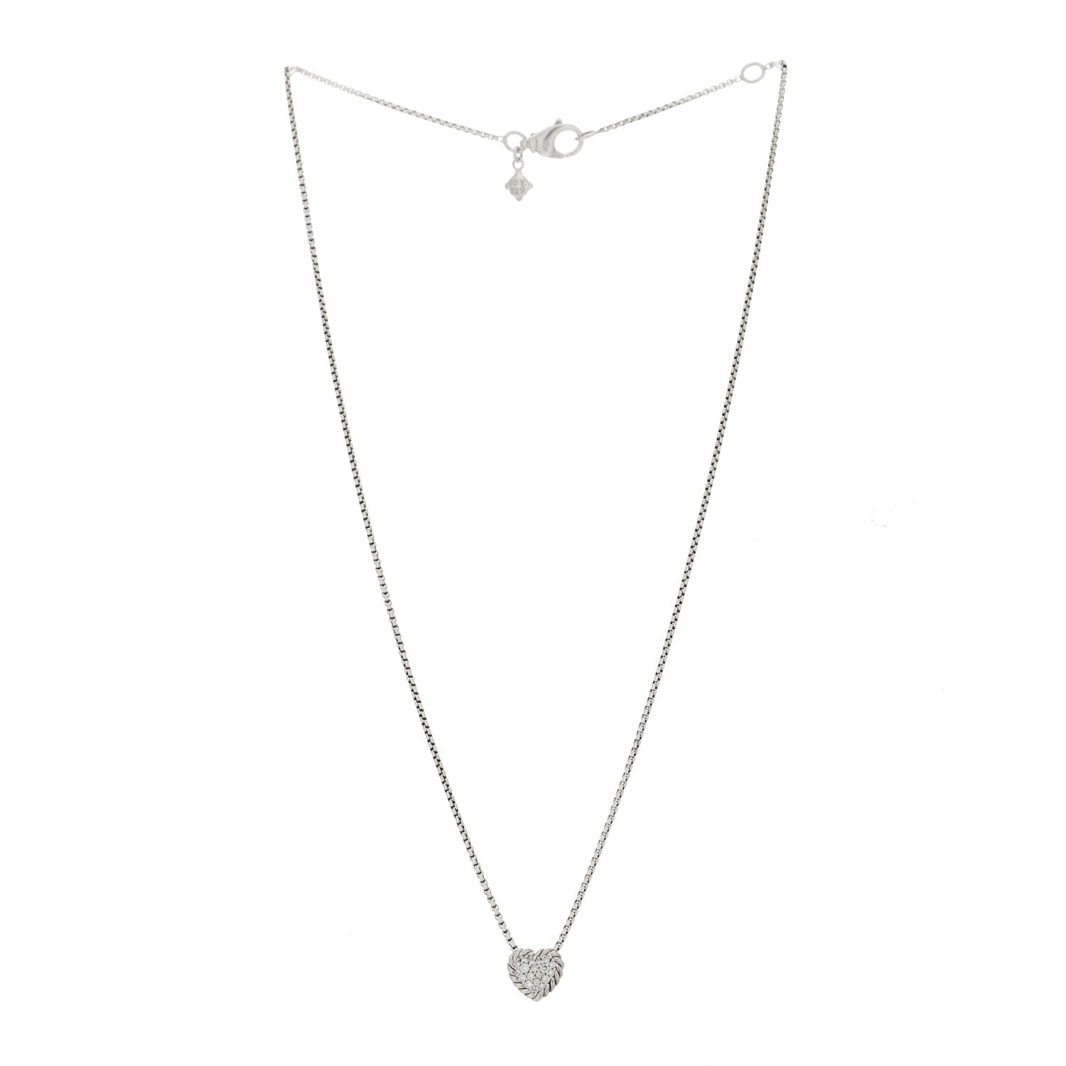 David Yurman Sterling Silver Diamond Petite Pave Heart Necklace 2 of 5