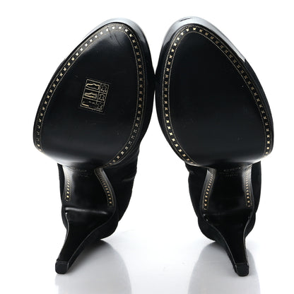 Chanel Suede Patent CC Cap Toe Platform Ankle Boots 39.5 Black 5 of 8