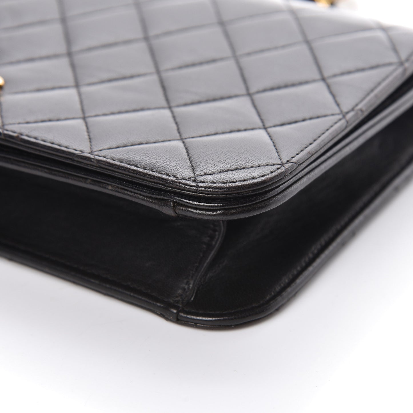 Lambskin Quilted Small Single Flap Black