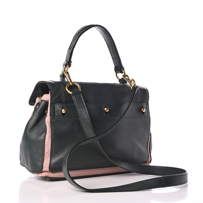 Saint Laurent Calfskin Canvas Small Muse Two Dark Green Pink 3 of 12