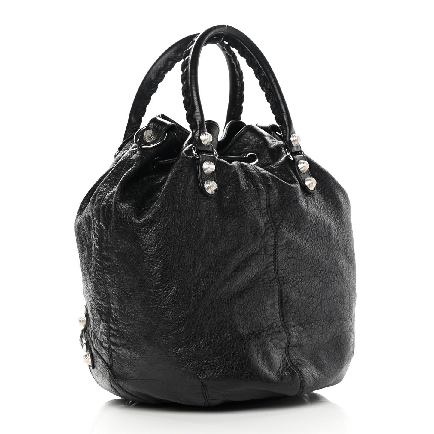 Agneau Giant 12 Silver Hardware Mini Pompon Black