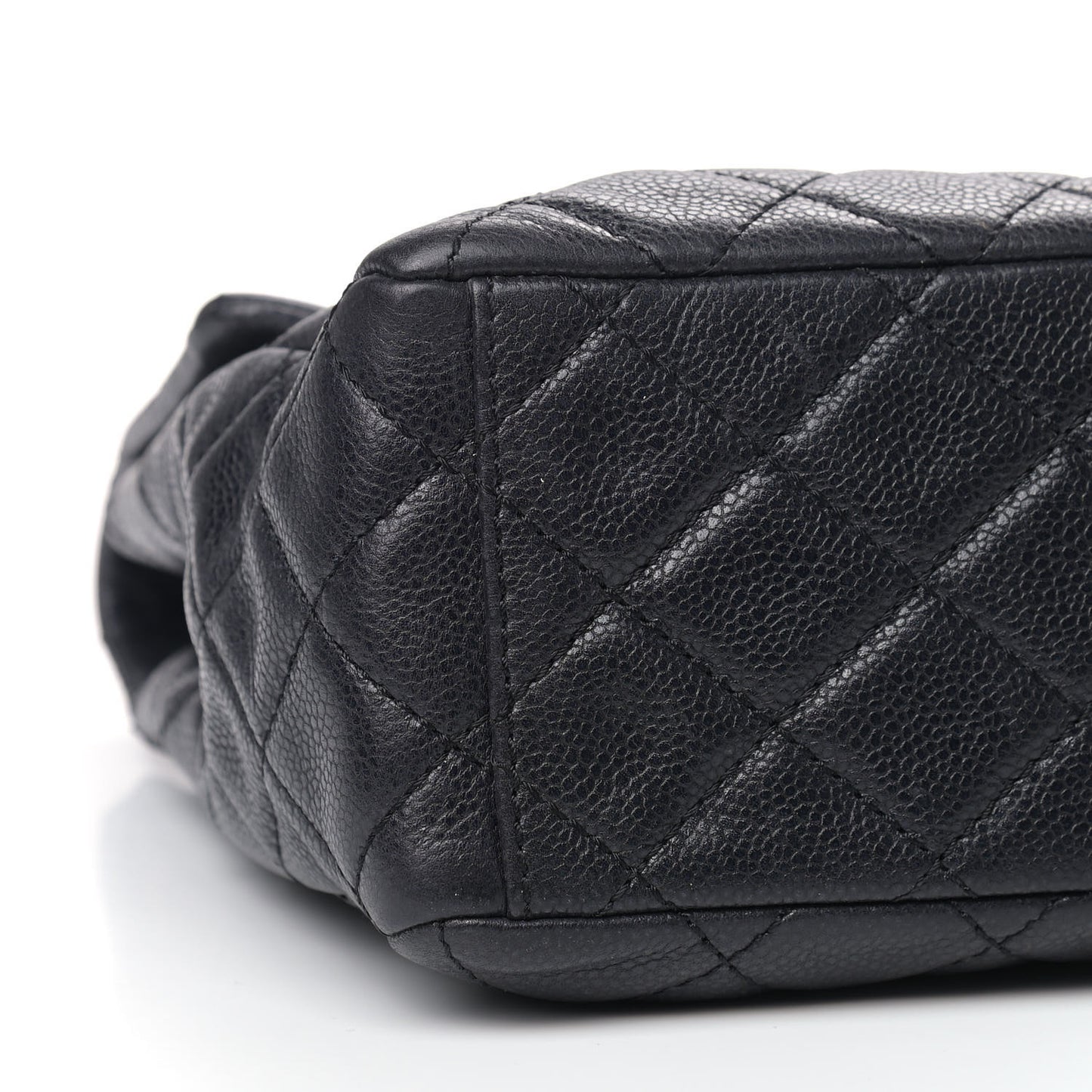 Washed Caviar Quilted Maxi Single Flap Black