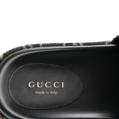 Gucci Jacquard Black Denim GG Monogram Angelina Platform 55mm Slide Sandals 36.5 Black Ivory 8 of 10