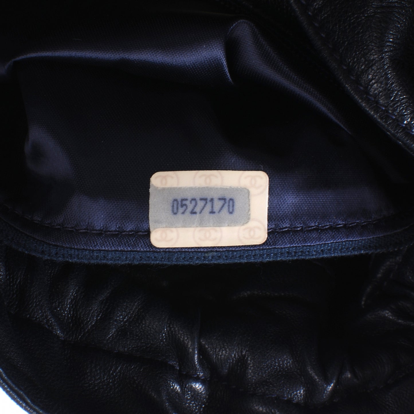 Lambskin Drawstring Pouch Bag Navy Blue