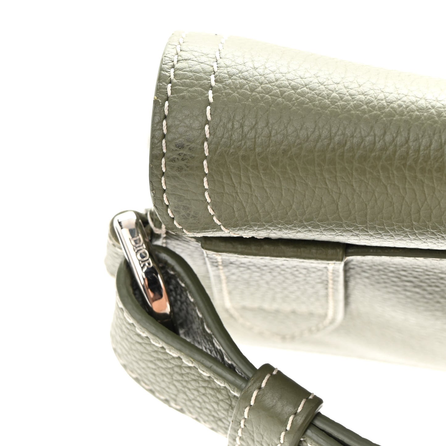 X KAWS Grained Calfskin Saddle Pouch Olive