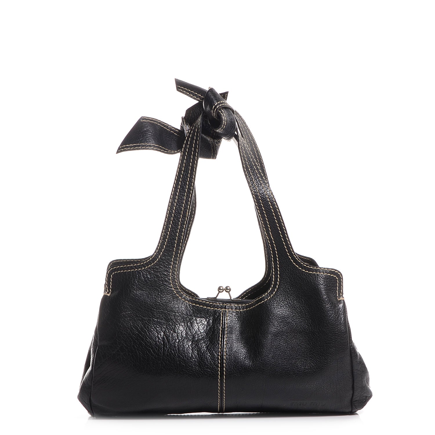 Miu Miu Buffalo Leather Tote Nero Black 1 of 7
