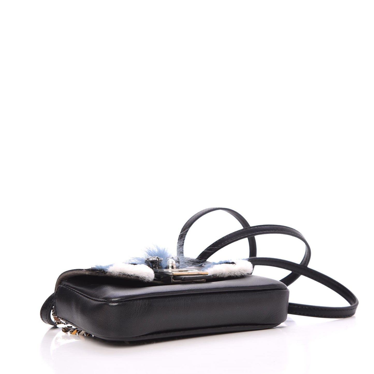 Nappa Rabbit Fox Fur Micro Buggie Baguette Black