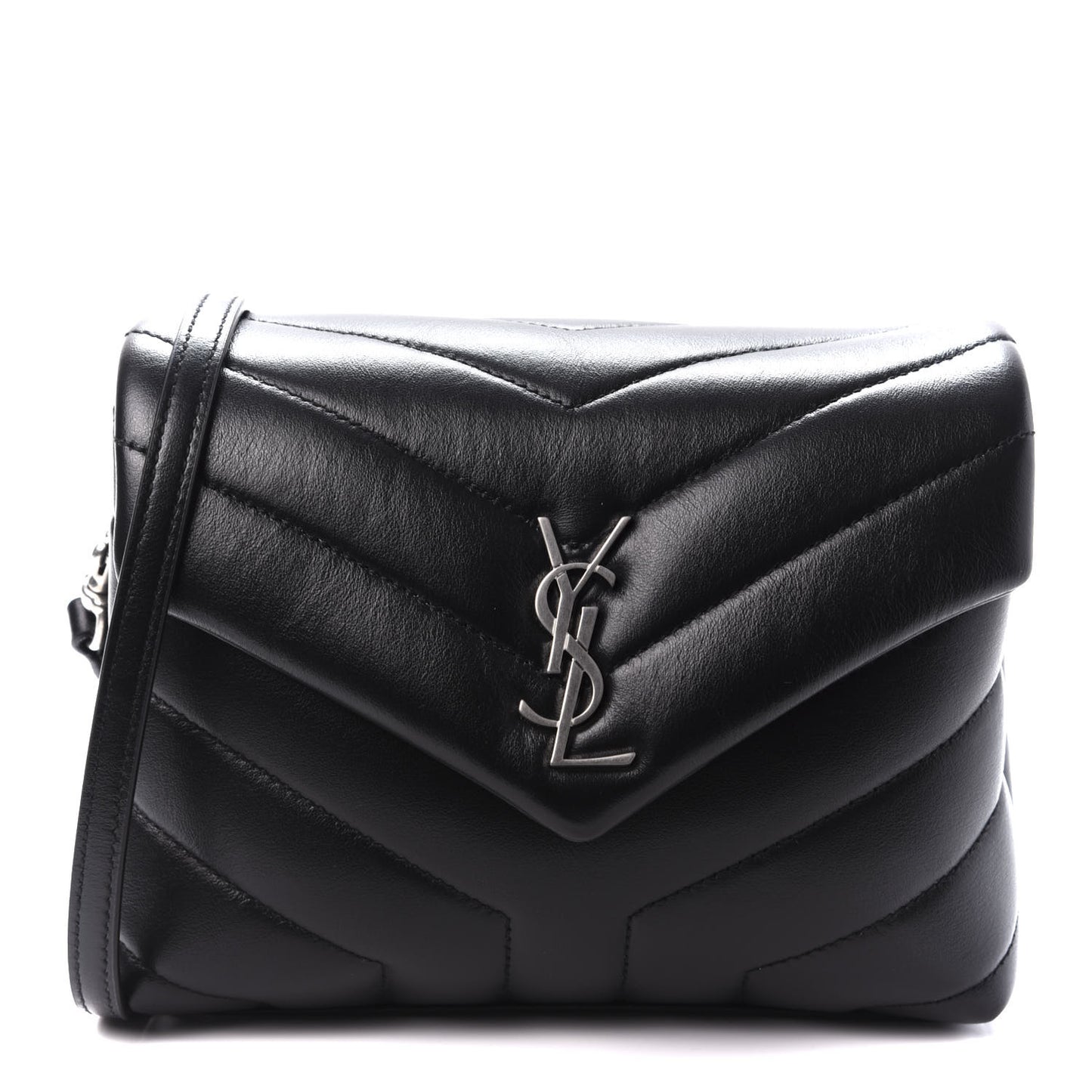 Calfskin Y Quilted Monogram Toy Loulou Crossbody Bag Black
