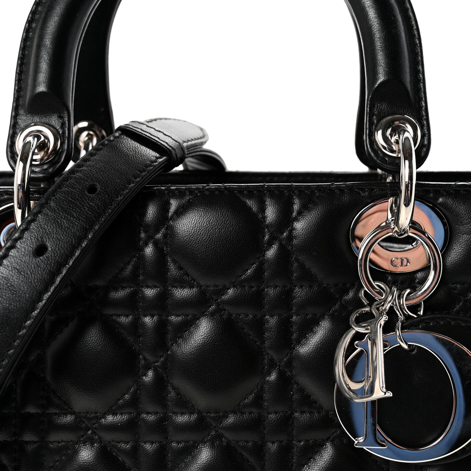 Christian Dior Lambskin Cannage Medium Lady Dior Black 7 of 10